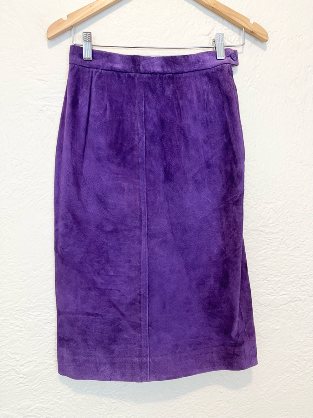 Vintage Suede Leather Skirt Purple 4 Whimsigoth Fairy 90s 80s - Picture 3 of 6